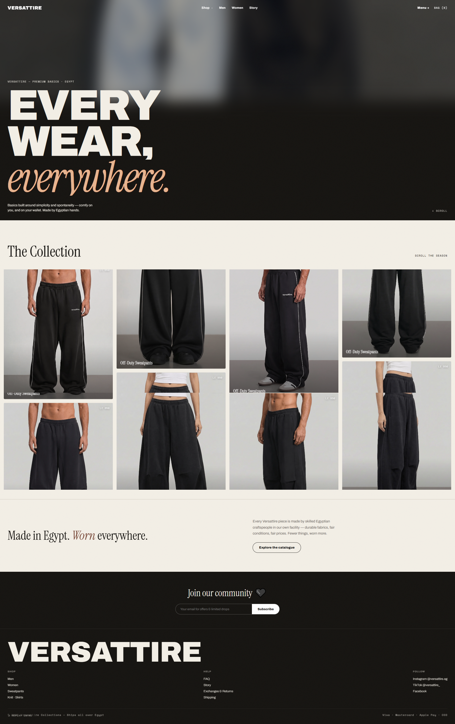 Versattire Shopify store preview
